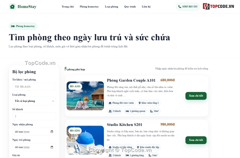 quản lý phòng,quản lý đặt phòng,homestay